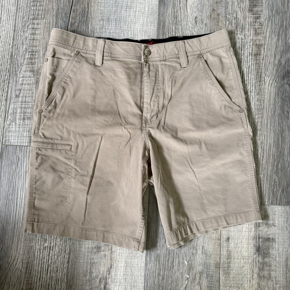 Wrangler Men's Utility Short Size 34 Tan Stretch Waistband 9” Inseam Workwear